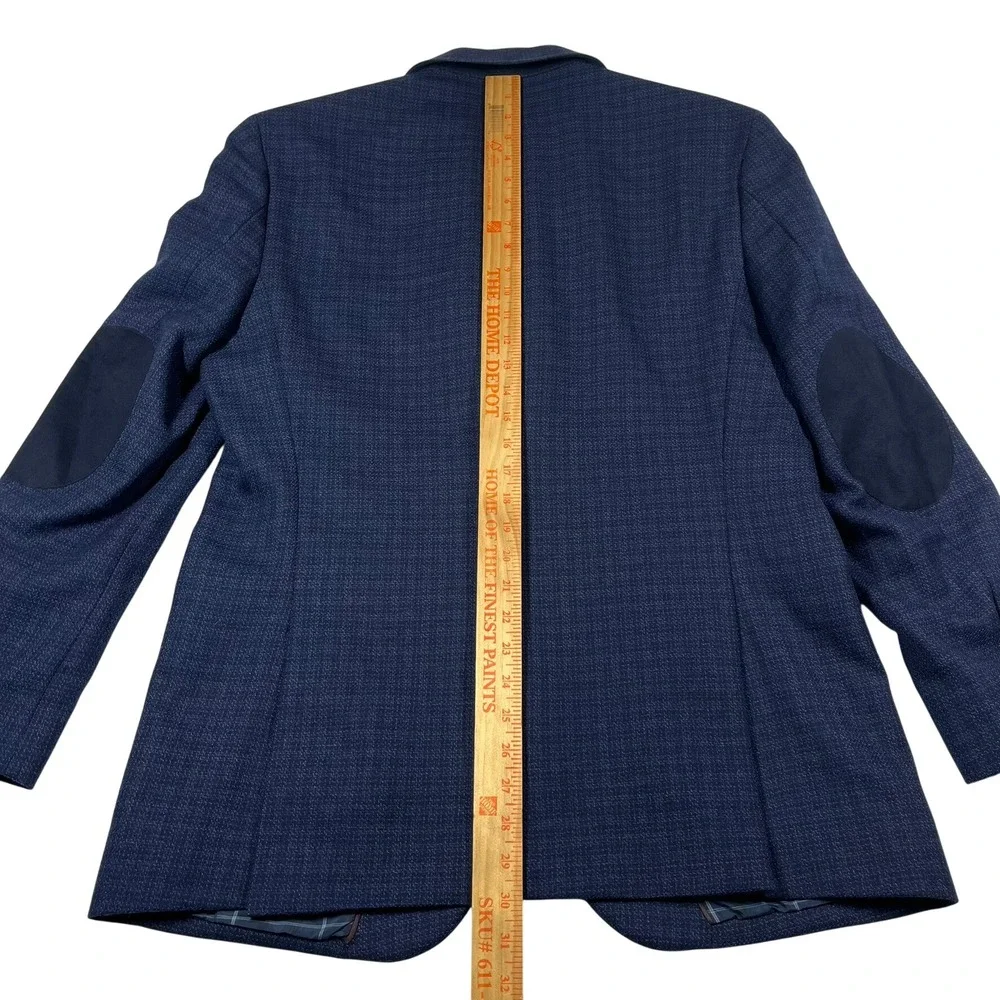 Jos. A. Bank‎ Blazer Mens 41R Blue Birdseye Weave Wool Tailored Fit Elbow Patch